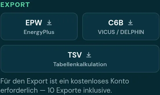 Exportformate EPW, C6B und TSV in der Seitenleiste