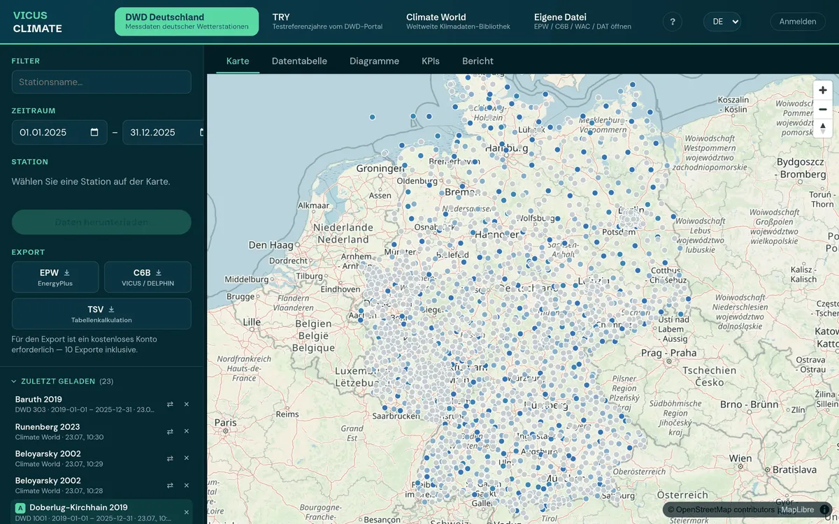 VICUS CLIMATE – Klimadaten im Browser