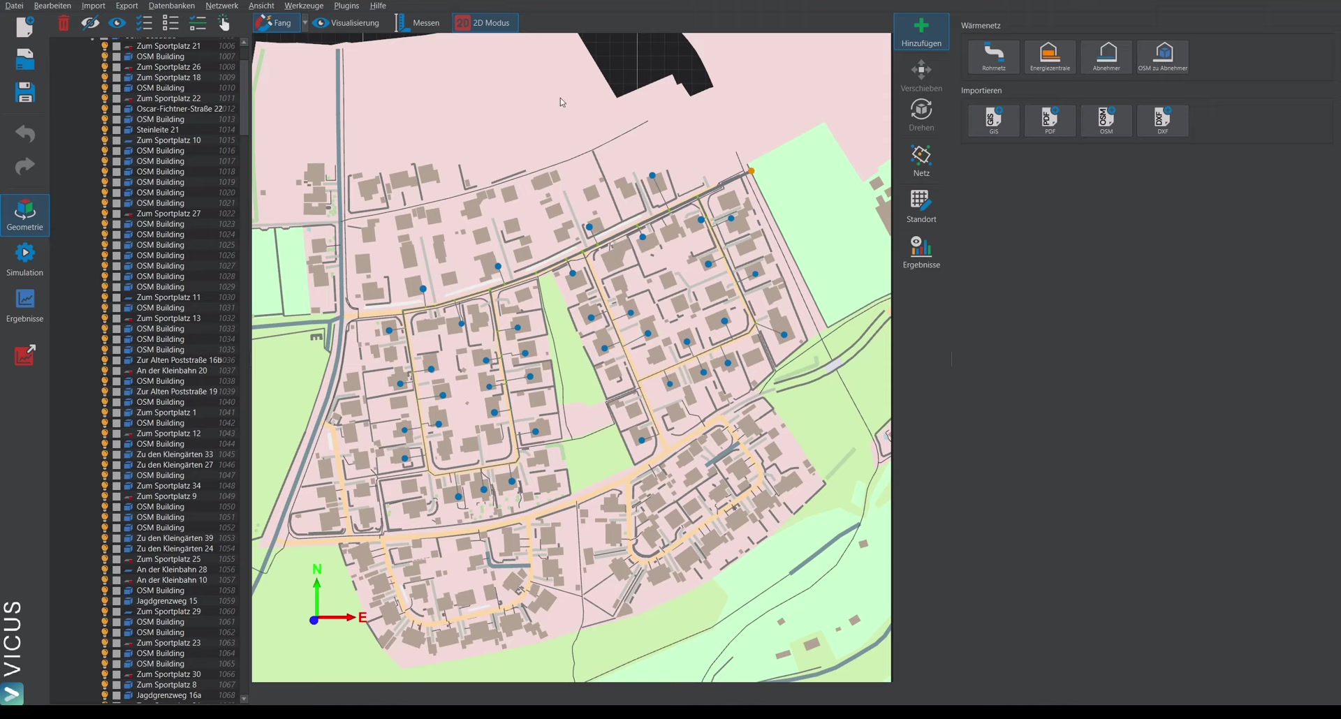 DXF export dialog in VICUS Districts with display options