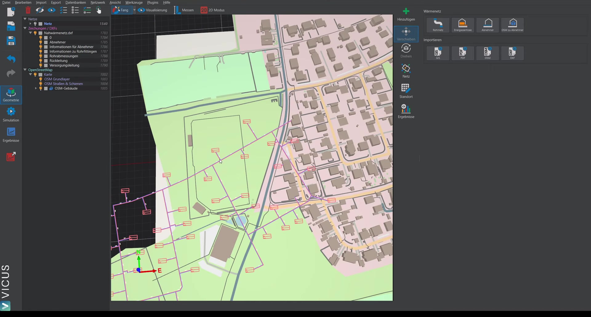 DXF drawing in move mode with yellow sphere and coordinate system