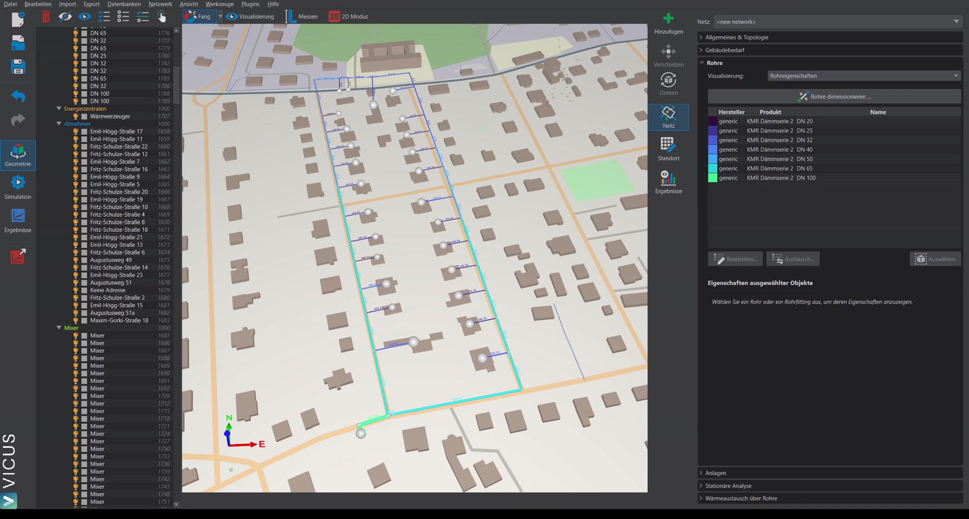 Systems view with assigned systems at the network points