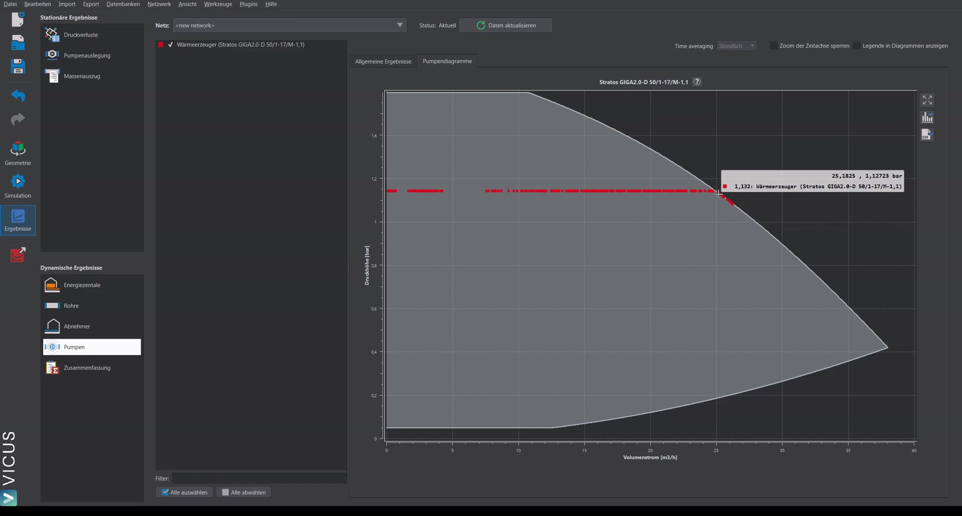 New pump sizing with a suitable pump for 1.6 bar head