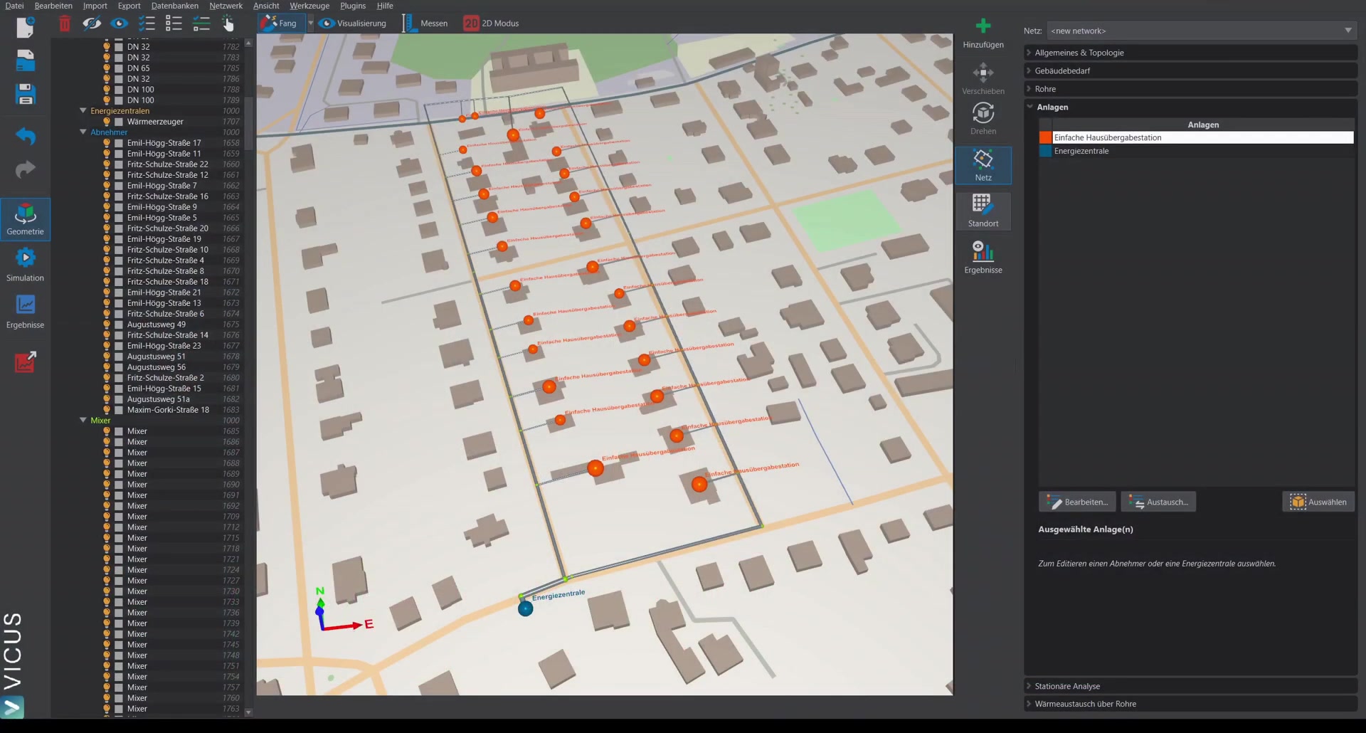 District heating network for configuring detailed transfer stations