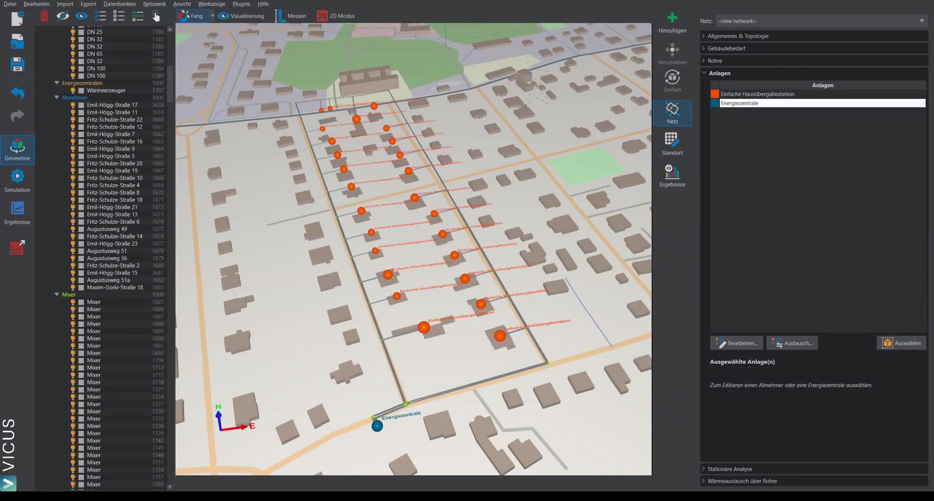 District heating network for configuring worst-point control