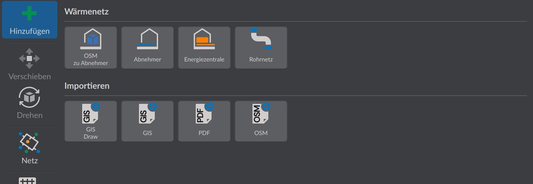 Panel Geometrie hinzufügen mit der Werkzeuggruppe Wärmenetz