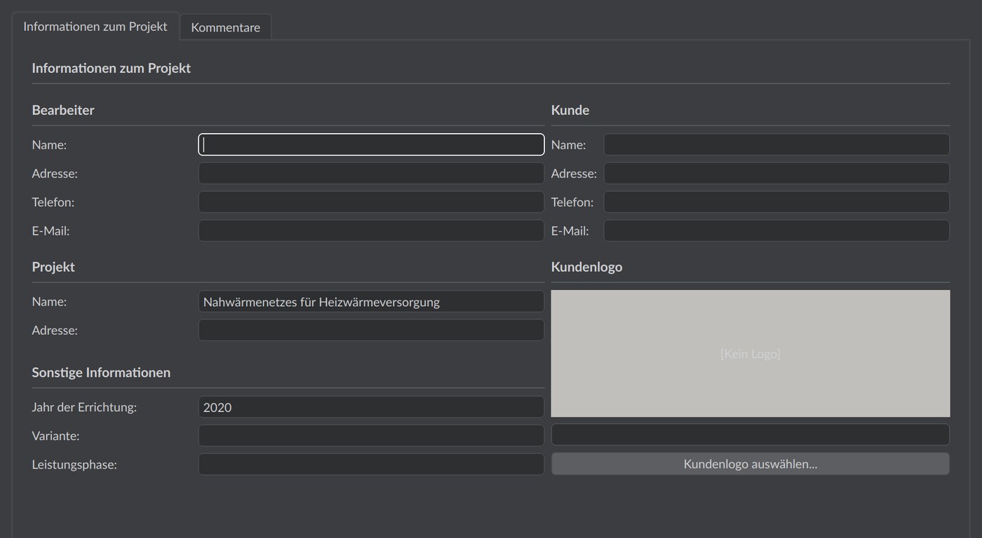 Dialog Projektinformationen bearbeiten mit dem Reiter Informationen zum Projekt und den Abschnitten Bearbeiter, Kunde, Projekt, Kundenlogo und Sonstige Informationen